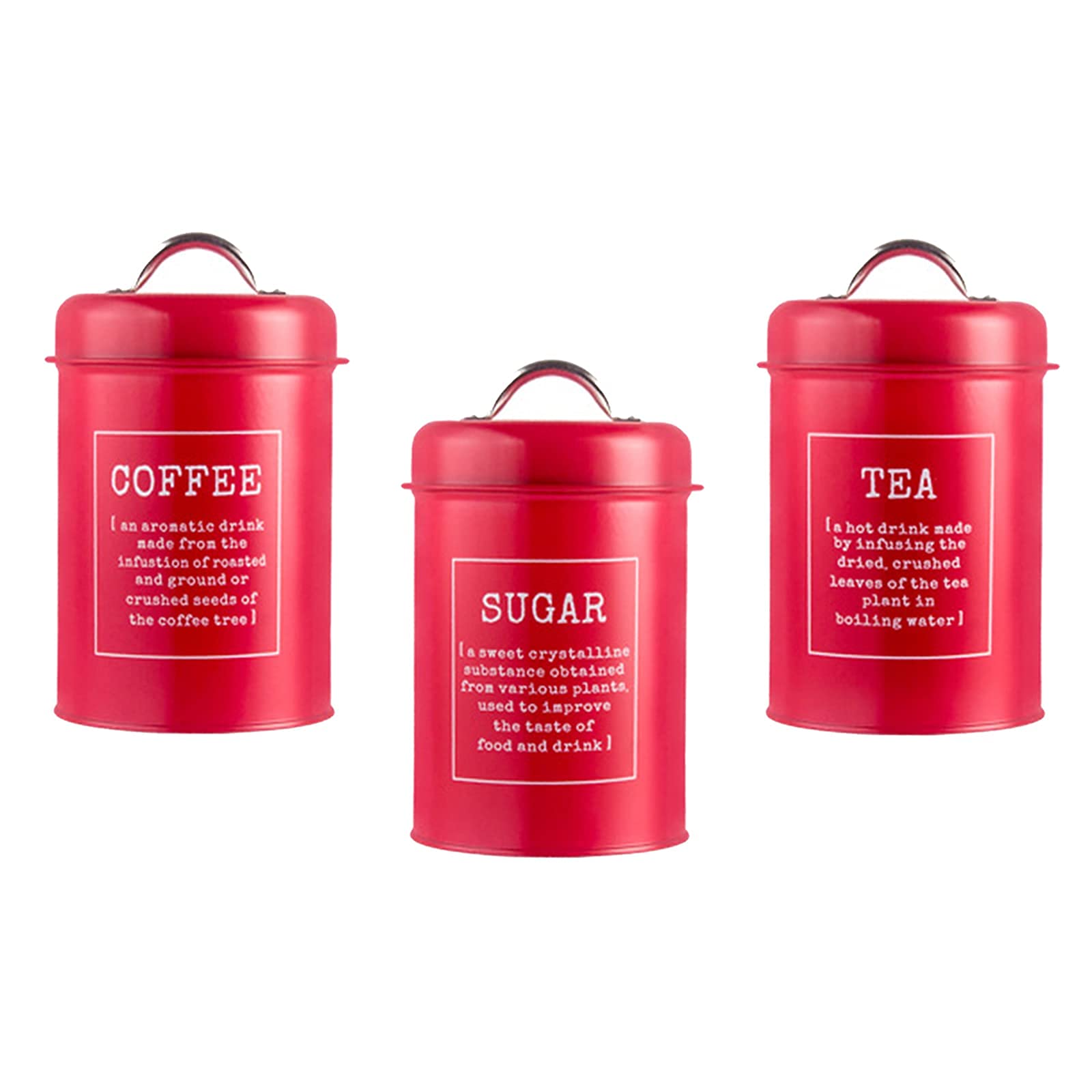 3-piece kitchen jar set 1200 ml coffee tea sugar storage jar countertop finishing-Red