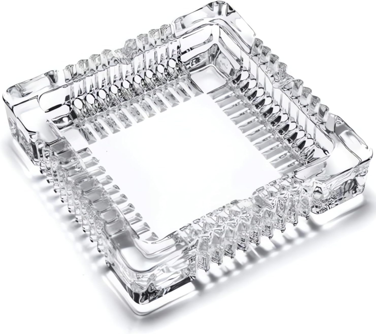 MOMENT Crystal Ashtray 6 x 6 inch, Large Glass Ashtrays for Cigarettes Cigar, Decorative Square Ash Tray for Indoor Home Office Decor or Patio Balcony Outdoor Use