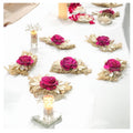 Handmade Eco-Friendly Sola Flower, Palm Leaves and Dried Plants Arrangement for Home, Office, Table, Centerpiece, Wedding Arches, Candle Votive Decorations, Crafts - (4, Pink)