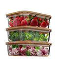 Glass Food Storage Containers with Bamboo Lids (3 Pack, 36 Ounce) Eco Friendly Meal Prep Containers Airtight – Plastic Free