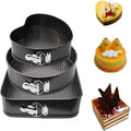 Professional 3-Piece Non-Stick Springform Cake Pan Set - Heart, Round, and Square Geometric Baking Tins, Leakproof Carbon Steel Bakeware with Quick-Release Buckle