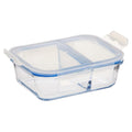 FEELINGS Glass Storage 1200ML with Divider – Microwave?Safe & Airtight Multi?Compartment Food Container (Blue)