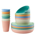 18pcs Wheat Straw Dinnerware Sets, Unbreakable Reusable Dinnerware Set Kitchen Cups Plates and Bowls Sets Dishwasher Microwave Safe Plates