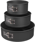 Xacton Cake 3 Pieces Of Teflon Coated Spring Form Mould Pan Set | Baking Tray Removable Pc Round - Black (7-8-9 Inch)