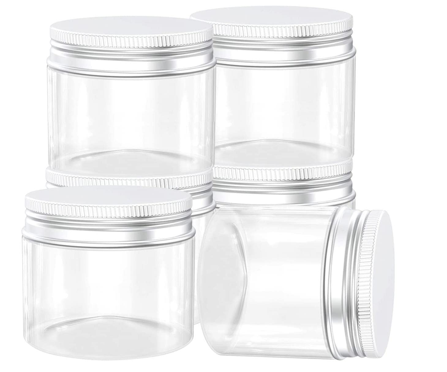 FUFU 16 Ounce Plastic Jars Clear Plastic Mason Jars Storage Containers Wide Mouth With Lids For Kitchen & Household Storage Airtight Container 6 PCS