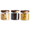 GGEROU Airtight Glass Storage Jar with Acacia Wood Air-tight Lid,3 Pack Borosilicate Glass Kitchen Canisters?Glass Canister for Kitchen, Pantry Organization, Ideal for Coffee, Nuts, Cookie (500ml)