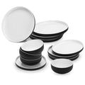 Fissman Kitchen Dinnerware Set, 12-Piece Plates and Bowl Porcelain Tableware Set|Minimalist Groove Design|Scratch & Chip Resistant Kitchenware for AirBnB, Hotel Apartment|Microwave and Diswasher Safe