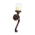 Deco 79 Traditional Simple Metal and Glass Candle Sconce, 20 by 6", Polished Black Finish