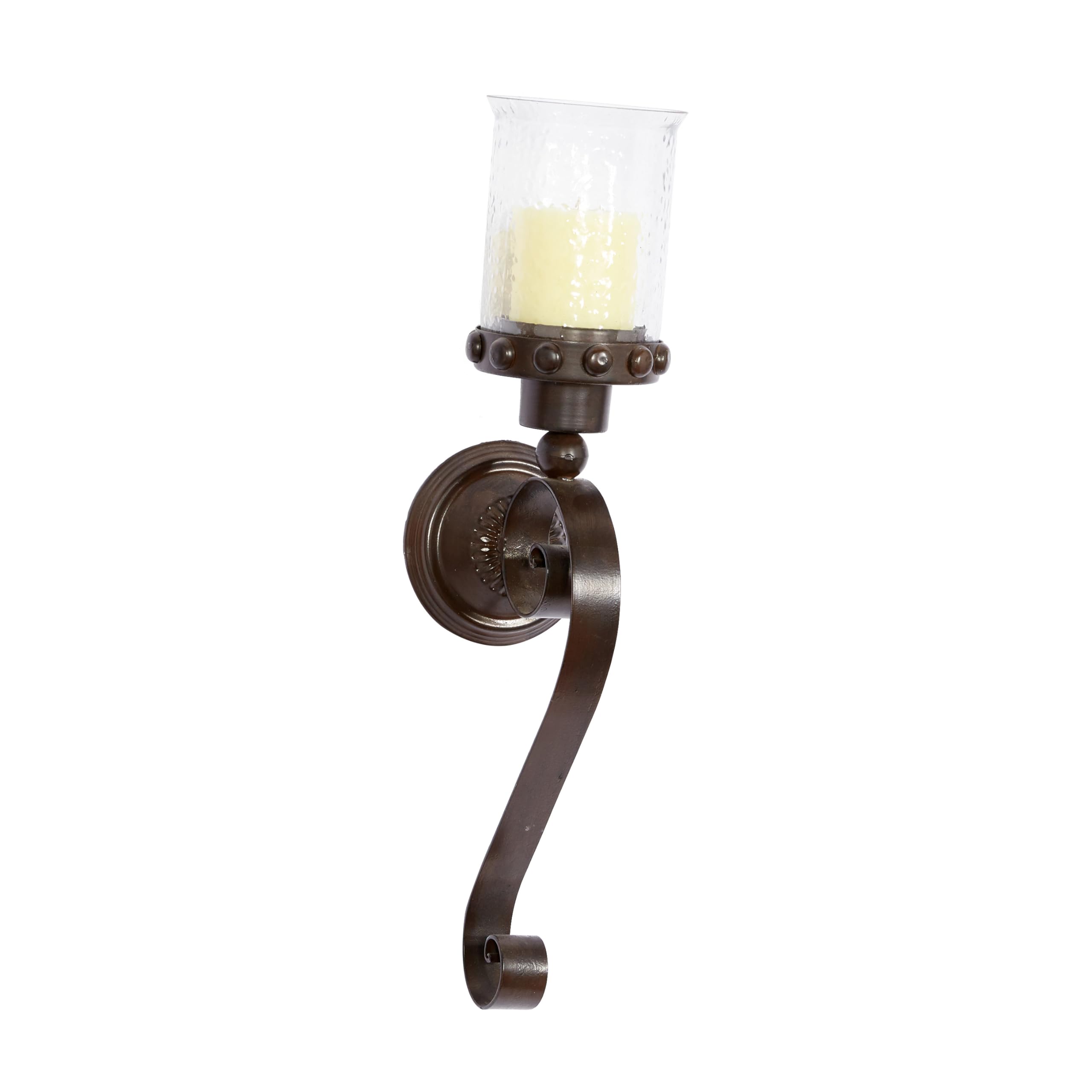 Deco 79 Traditional Simple Metal and Glass Candle Sconce, 20 by 6", Polished Black Finish