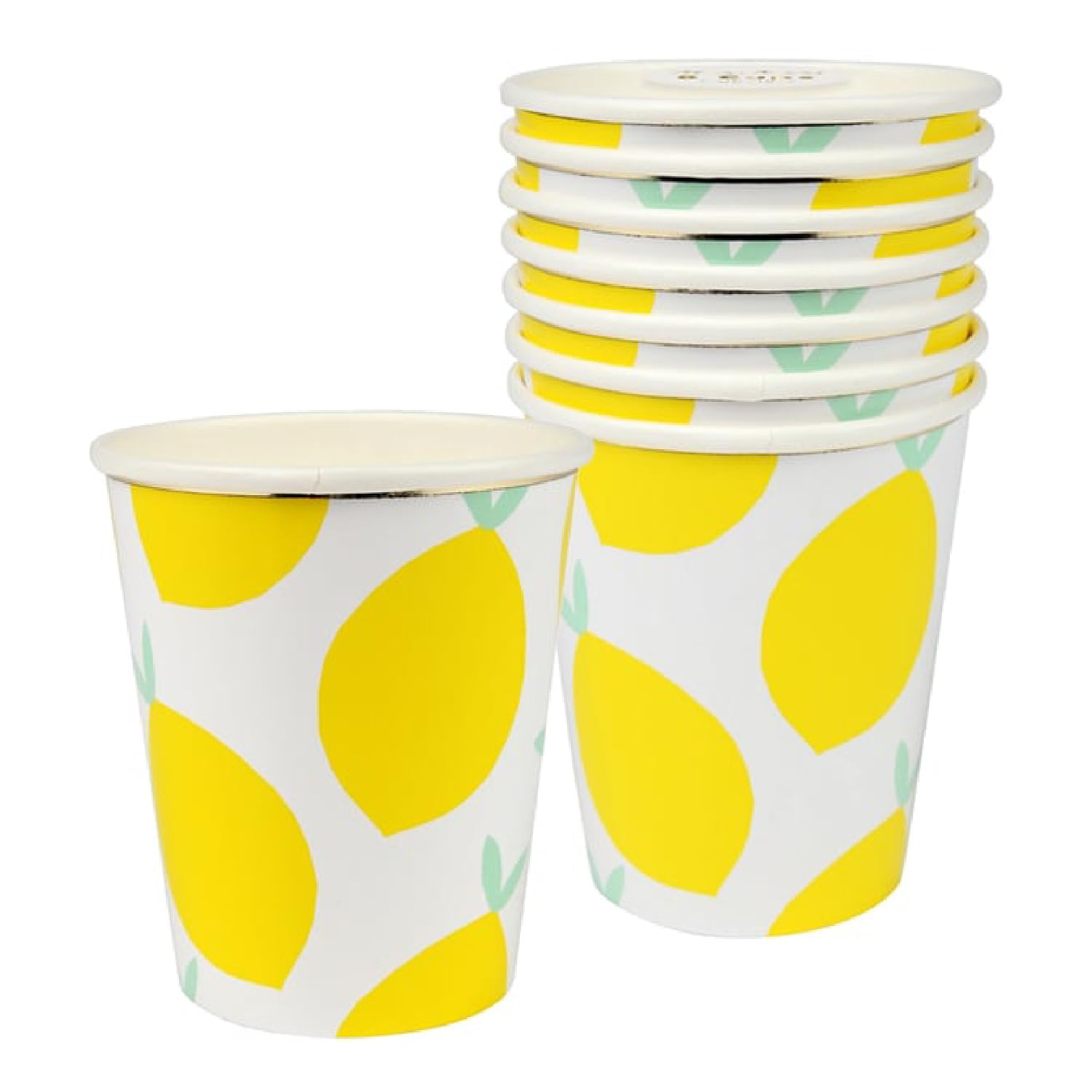 8 Pcs Lemon Disposable Cups – Summer Party Paper Cups Set for 8 Guests | Lemonade-Themed Paper Cups for Baby Showers, Weddings, Birthday Parties