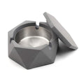 MOSTFUN Concrete Ashtray with lid Geometric Cigarette Ashtray Outdoor Ashtray with Stainless Steel Inner Tray Nordic Style