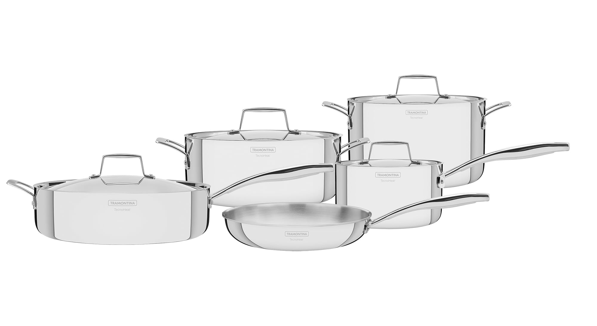 Tramontina Grano stainless steel cookware set with tri-ply body, 9 pc set