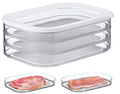 BIGTHREE Refrigerator Meat Box, Stackable Food Storage Boxes, Refrigerator Bacon Lunch Meat Container, Kitchen Refrigerator Storage Box 3 Layer with Lid for Cold Cuts, Salami, Deli, Meat,18.6oz
