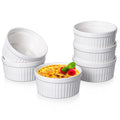 Delling Ramekins 4 Oz Oven Safe/Dessert/Ice cream/Dipping Soy Sauce/Snacks Bowls, Small Ceramic Creme Brulee Dishes for Baking, Souffle, Pudding, White Set of 6