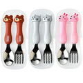 Portable Children Tableware Set - 304 Stainless Steel Animal Fork & Spoon Two-Piece Set - 3 Pack with Bear, Cat, Rabbit - Includes Storage Box - Ideal for Kids' Picnics, Camping, and Parties