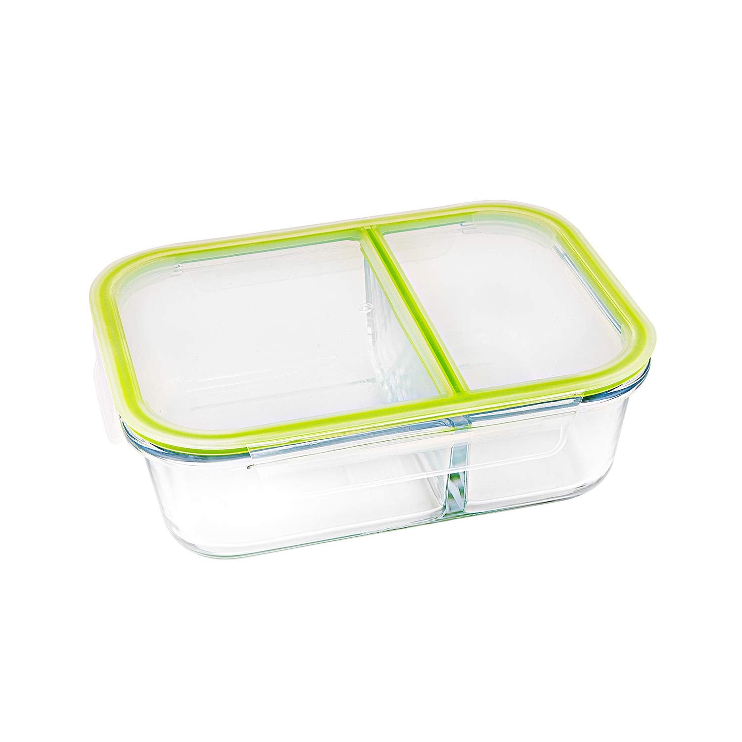 Royalford 1500 ML Glass Meal Prep Container | Reusable, Airtight Food Storage Box with 2 Compartments | Microwavable, Freezer, Oven & Dishwasher Safe | Use for Storage Food Container Bento Lunch Box