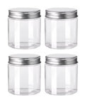 GENZY Plastic Jars 4 Pack, 400ml each, with Airtight Lids, BPA Free, Food Grade, Leak Proof, Seal Lid, Refillable, Kitchen Storage Containers, Clear Plastic Jar, Lightweight, Durable, Reusable