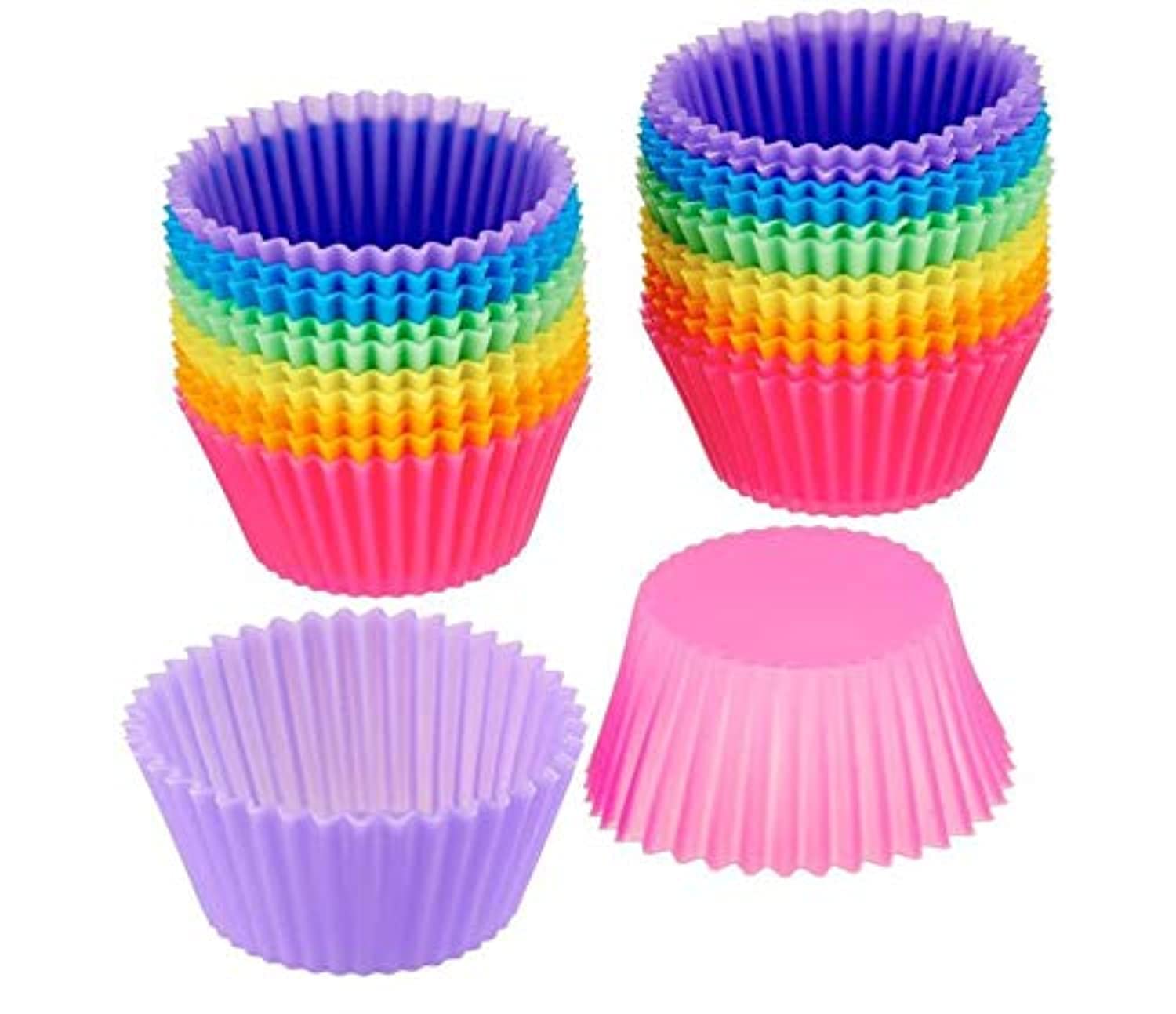 12Pcs/Lot 7Cm Muffin Cupcake Mould Colorful Round Shape Silicone Cupcake Mould Bakeware Maker Mold Tray Baking Cup Liner Molds, Multi Color
