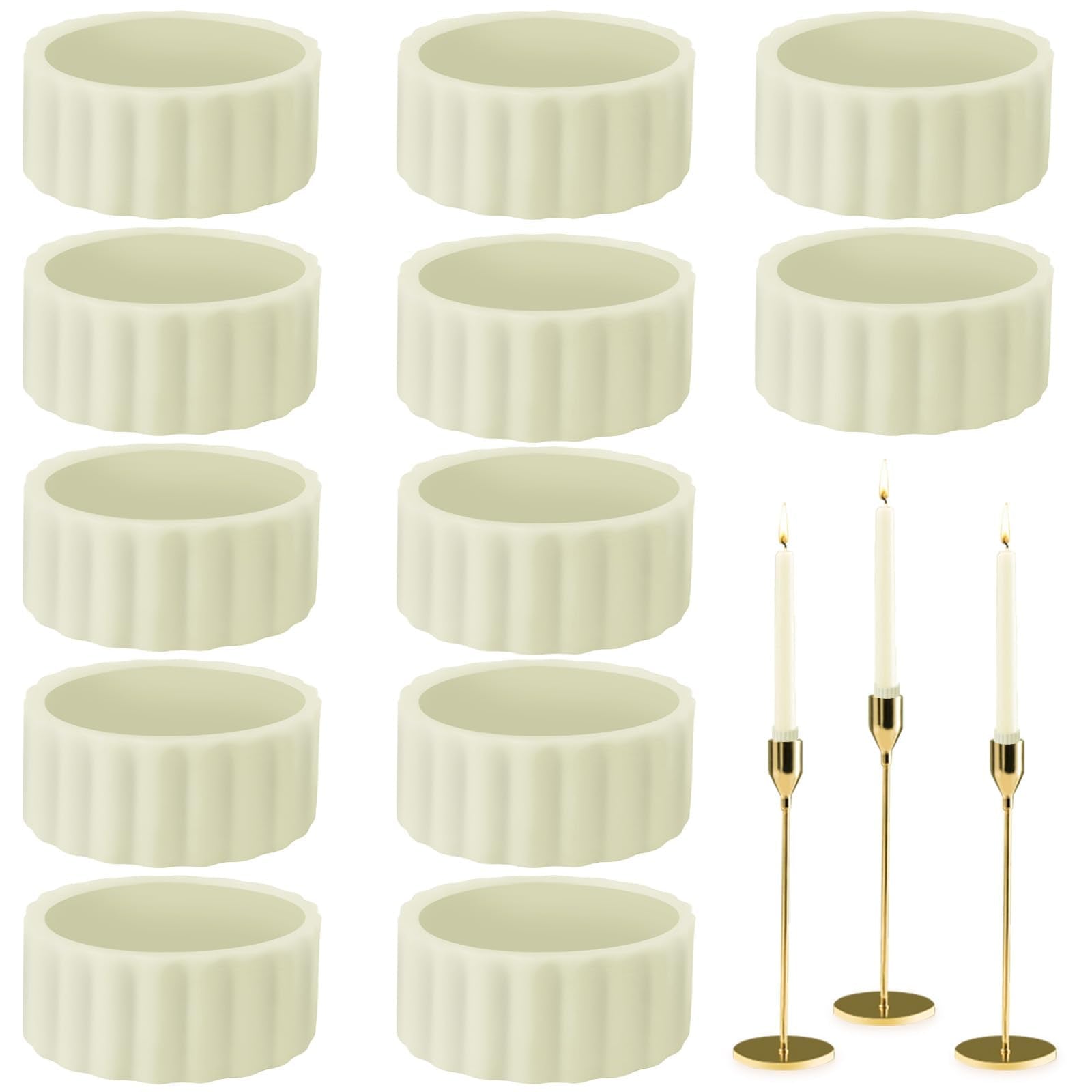 Pack of 12 Silicone Candle Holders for Conical Candles, Seals for Candle Holders, Upright Holders, Small Accessory Protectors, Grippers for Taper Candles, Candle Hugger