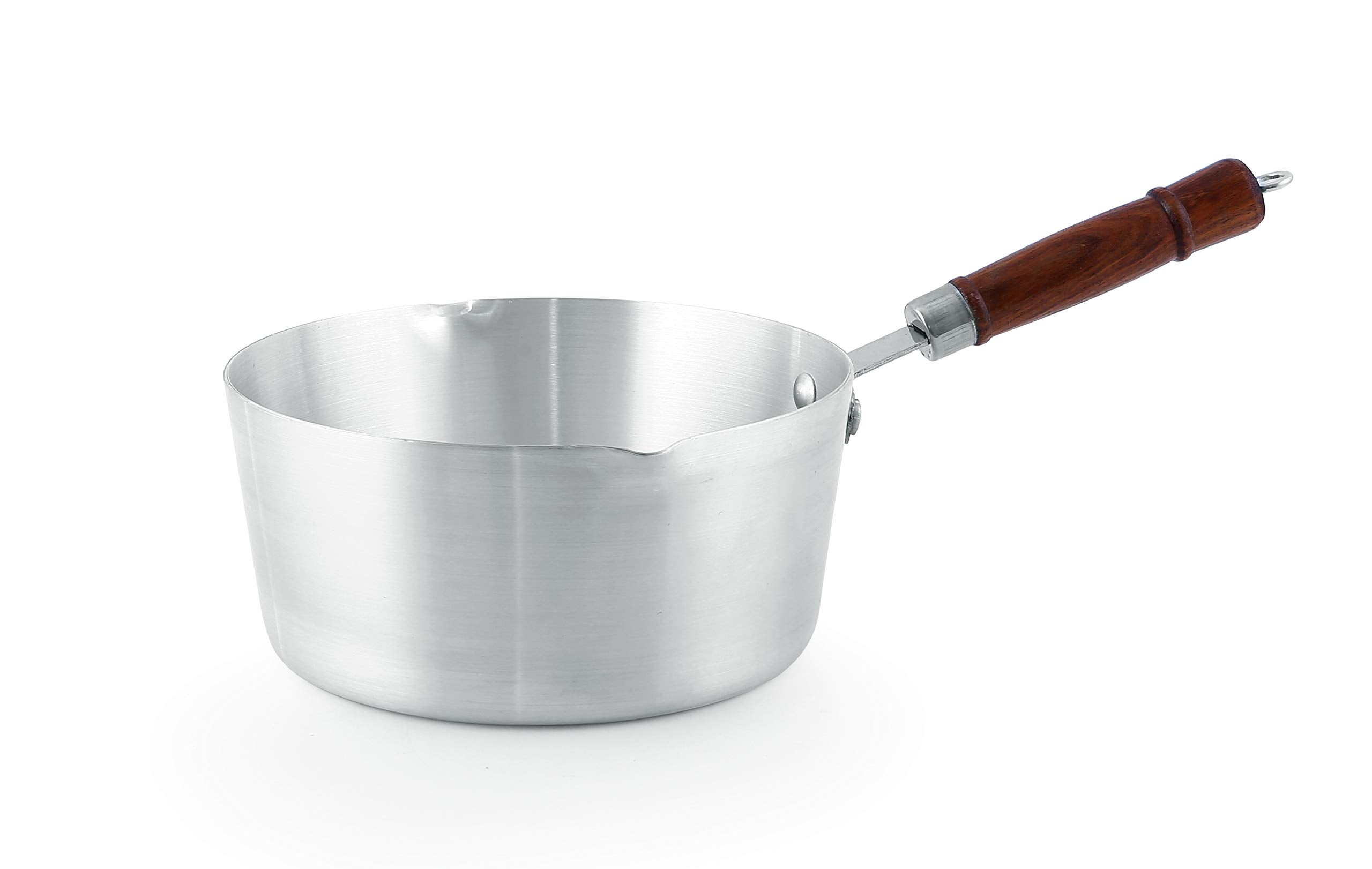 Royalford 7inch Alum.Milk Pan With Wooden Handle, Silver, RF8992