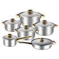 12 Piece Non Stick Cookware Set,Stainless Steel Pans Set,Induction Cookware Set, Soup pot Frying pan Wok Multiple Piece Set of Pot Soup Pot,Residue-Free Cooking,Glass lid/Induction/Stewing