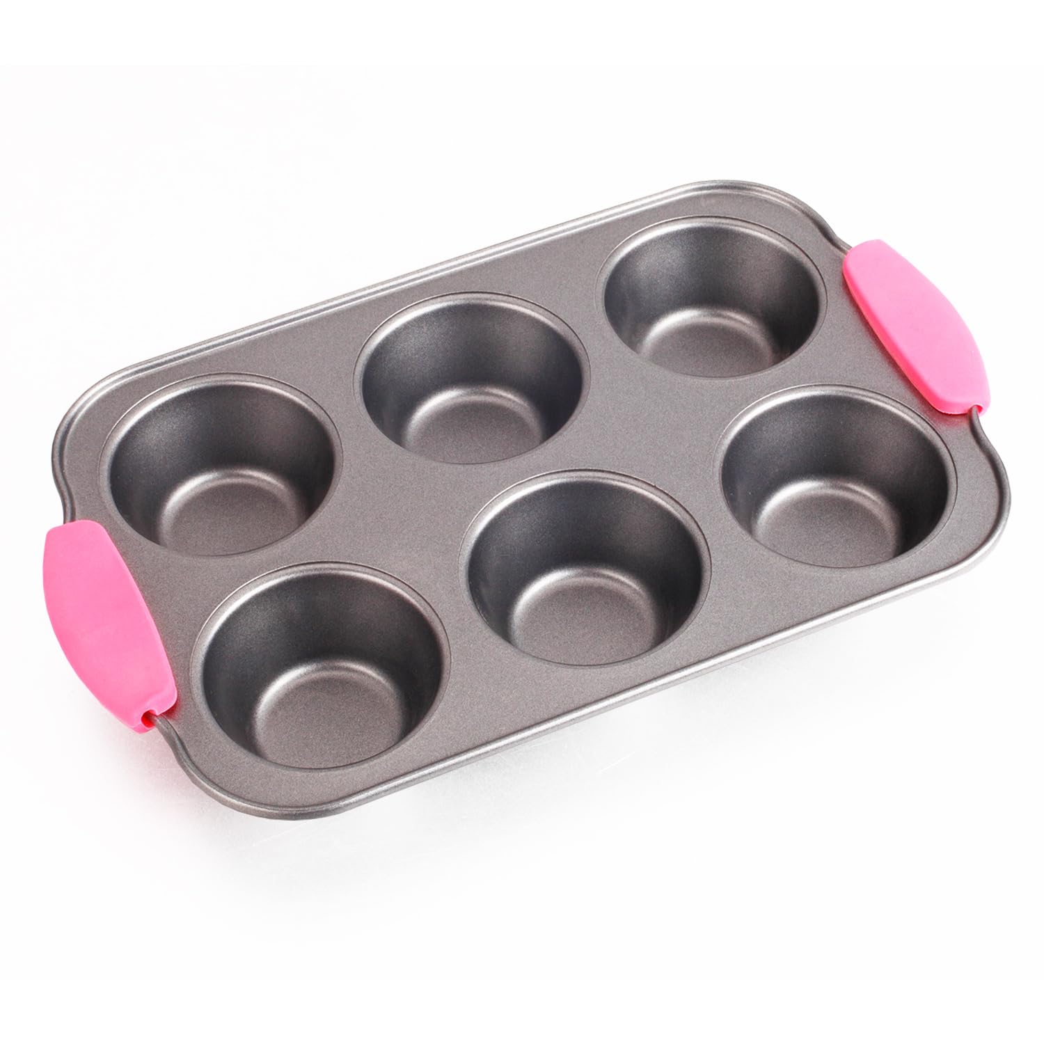 Home Smart Stainless Steel Muffin Pan Tin for Baking, 6-Cup Metal Cupcake Pan Tray, Non-toxic & Healthy, Oven & Dishwasher Safe