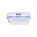 FEELINGS Glass Food Containers, Meal Prep Containers with Leak-Proof Silicone Lids, 400ml, Airtight & BPA-Free, Blue, Microwave & Freezer Safe (Rectangle)