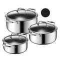 Nutricook Eterna Tri-Ply Hybrid 6-Piece Casserole Set (20/24/28?cm) with Lids – Stainless Steel & Ceramic Coating, Metal-Utensil Safe, Oven & Dishwasher-Safe, Induction & All Cooktops Compatible