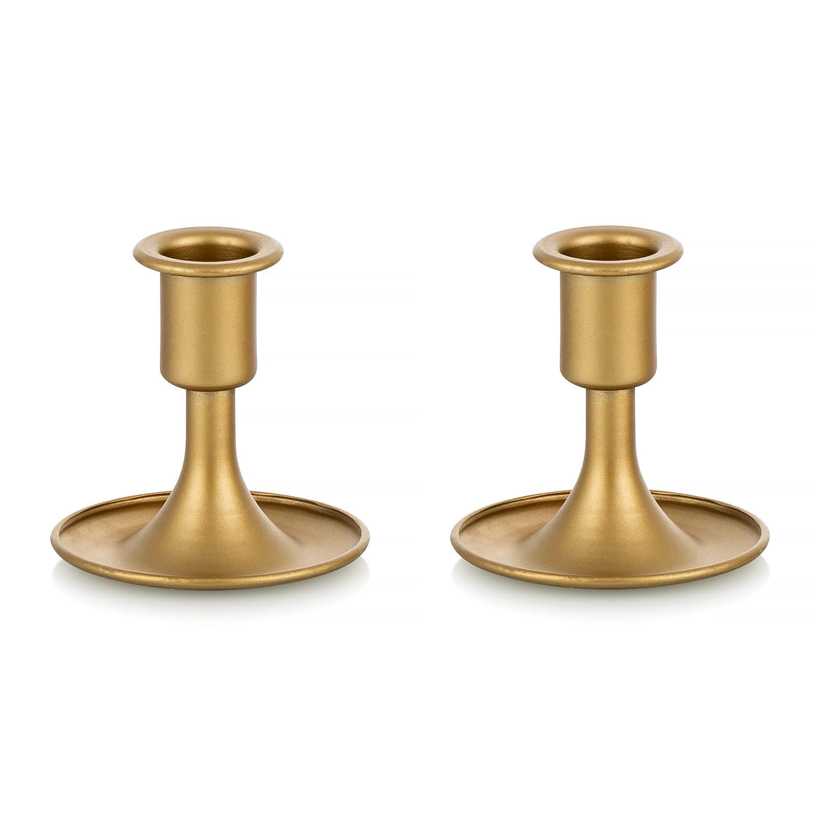 Elegant Taper Candle Holder Set, 2-Piece Gold Candlestick, Perfect for Dining Table Centerpiece, Wedding Decor, or Living Room Accent, Decorative Home Accessory