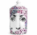 Handcrafted Italian Candle Holder – Modern Art Vase with Female Face Design, Aromatherapy Jar, Elegant Tabletop Décor Centerpiece for Home or Office. (Floral Red)