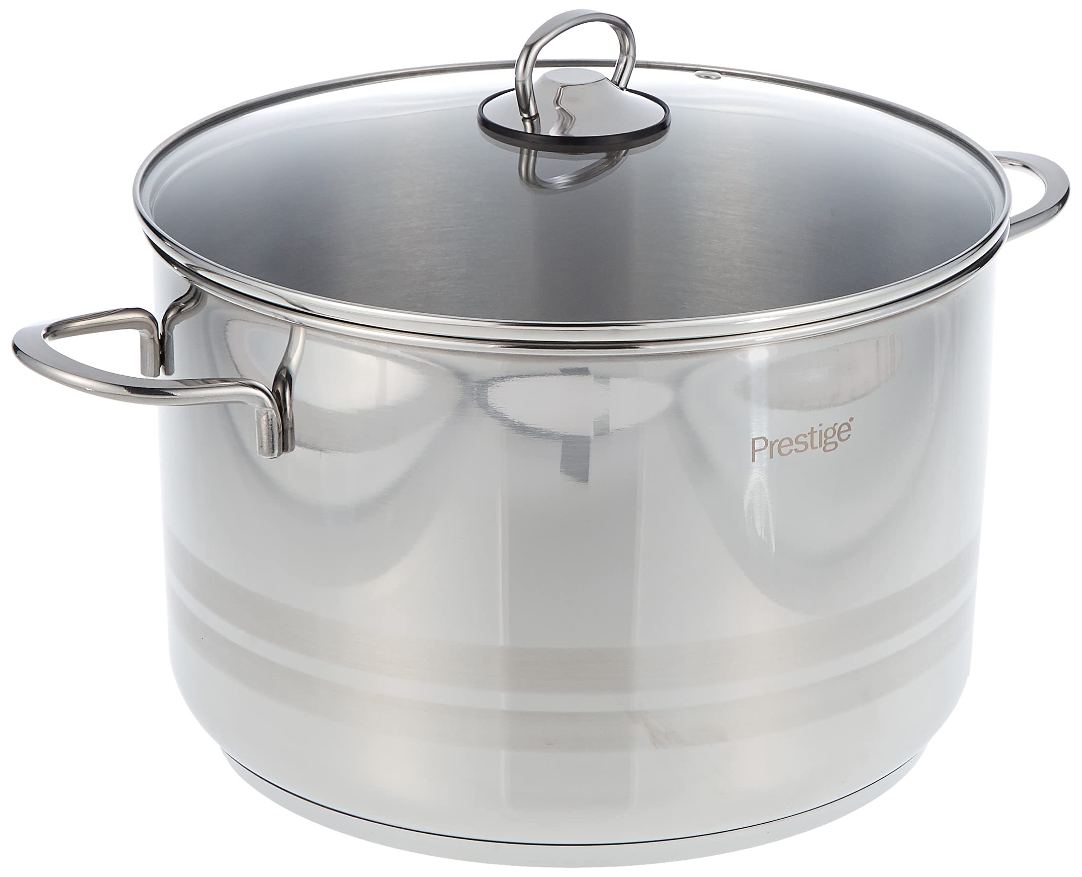 Prestige Infinity Stainless Steel Casserole with Glass Lid 28cm / 11 Ltr | Induction Compatible Covered Stockpot | Soup Pots | Silver - PR77379