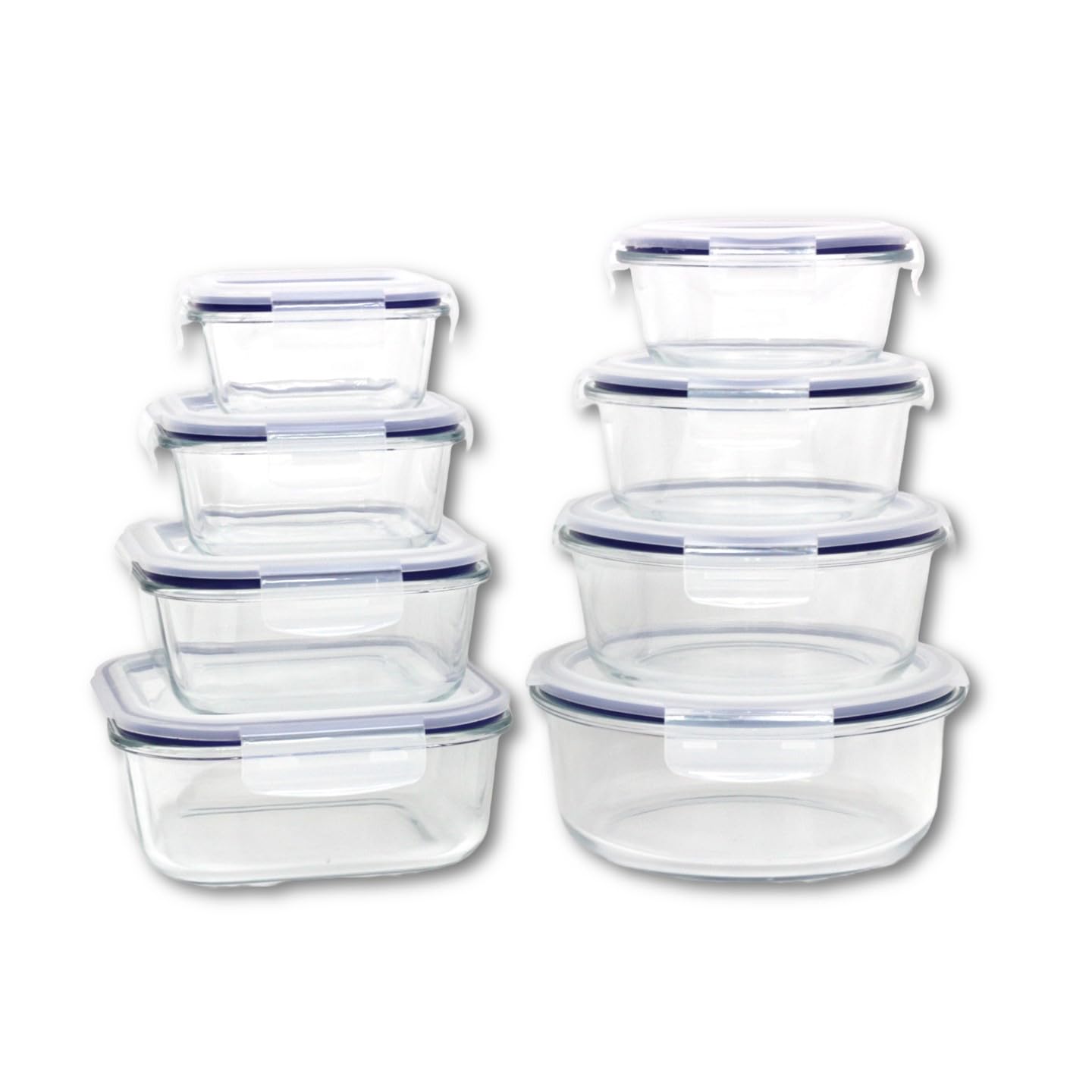 8 Pack of Glass Containers with Leak Proof Airtight Lid, BPA Free, Dishwasher Microwave Freezer Safe, Food Storage Containers office school Lunch Healthy & Safe