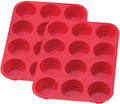 Silicone Non Stick 12 Cup Muffin Trays - Red, Pack of 2