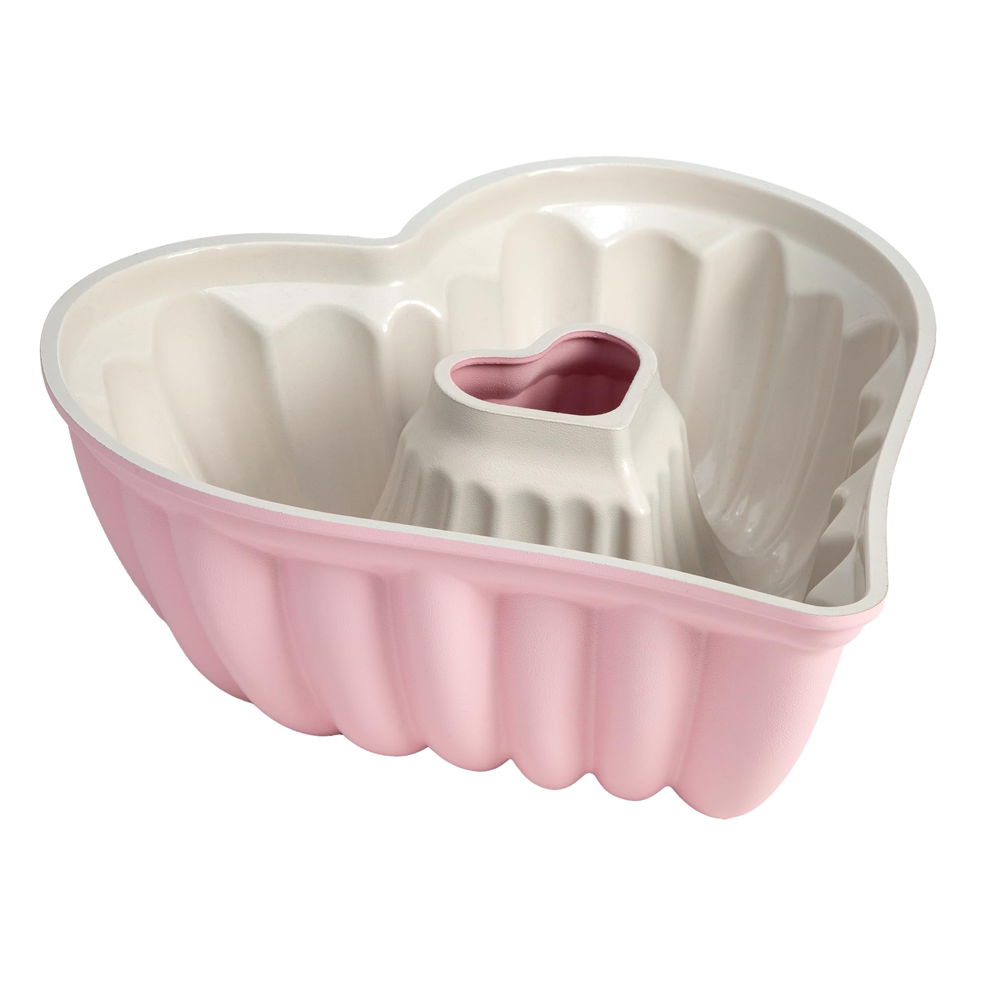 Paris Hilton Cast Aluminum Heart Shaped Fluted Cake Pan, Pink