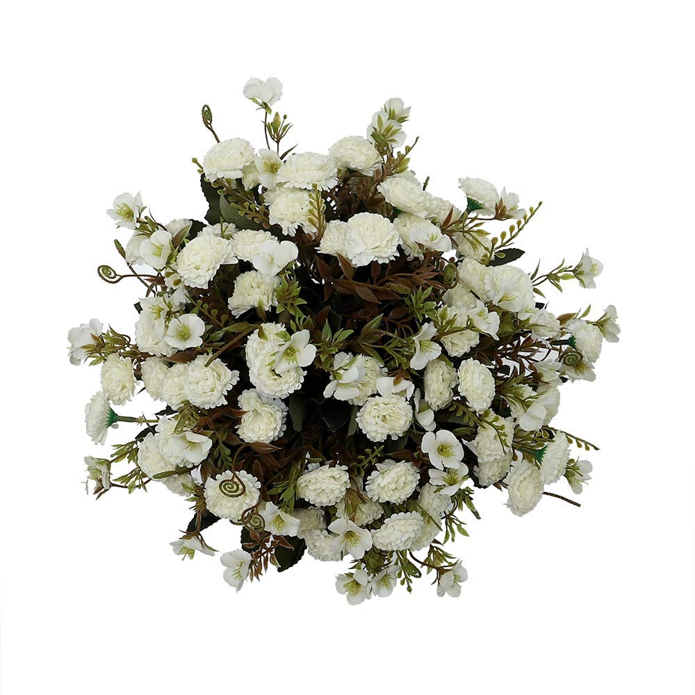 Pack of 6 Artificial Carnation Flowers Spray Fake Carnation Branches Artificial Plants Wholesale Silk Flowers for Yard Home Wedding Festival Decoration Holiday Ornament (White)