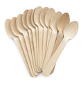 6.5" Disposable Wooden Spoons - Natural Birch Wood, Eco Friendly Biodegradable Compostable Cutlery (50 Pack)