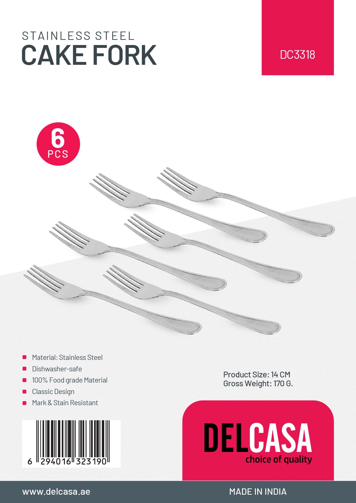 Delcasa DC3318 Cake Fork 6-Pieces