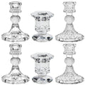 Glass Taper Candle Holder, Candlestick Stand, Crystal Clear Candlestick, Birthday Candle Holder, Glass Candle Centerpiece Set, for 2.2-2.4Cm Diameter Pole Candle, Wedding Festival Party Decor 6Pcs
