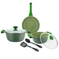 Prestige Essentials Granite 7 Piece Non-Stick Cast Aluminium Cookware Sets | Induction Compatible Pots and Pans Set | Grenn - PR80960