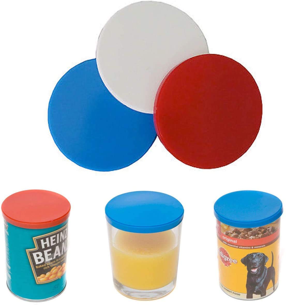 KARRMA LTD 3x Can Covers for Cat Dog Food Cover Fits Standard Size Tin Plastic Lid Lids x3 For Tins Baked Beans