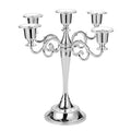OwnMy 5 Arms Metal Candelabra Candlestick European Elegant Classic Candle Holder Candle Stick Candle Stand for Wedding Dining Table Christmas Party Home Decoration (Silver Tone)