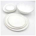 Houzi 20 Pcs Dinnerware Set Gold line Opal Glassware Microwave safe, Dishwasher safe, Heat Resistance 6 Dinner plate, 6 Dessert plate, 6 Bowl 1 Serving bowl & 1 Large Bowl