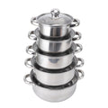 5pcs Pots Kitchen Cookware Set, 6.3-9.4in Stainless Steel Saucepan with Glass Lid, 2 Handle, Non Stick Stockpot Soup Pot for Cooking Dishwasher Safe, Induction