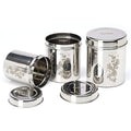 Sumeet Designer Stainless Steel Vertical Canisters/Ubha Dabba/Storage Containers Set of 3Pc (400ml,500ml,750ml), Silver