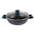 Kawashi 24cm Non-Stick Wok Pan with Glass Lid | Premium Aluminum Stir-Fry Pan | Heat-Resistant Handle and Scratch-Resistant Coating (Black, 24cm)