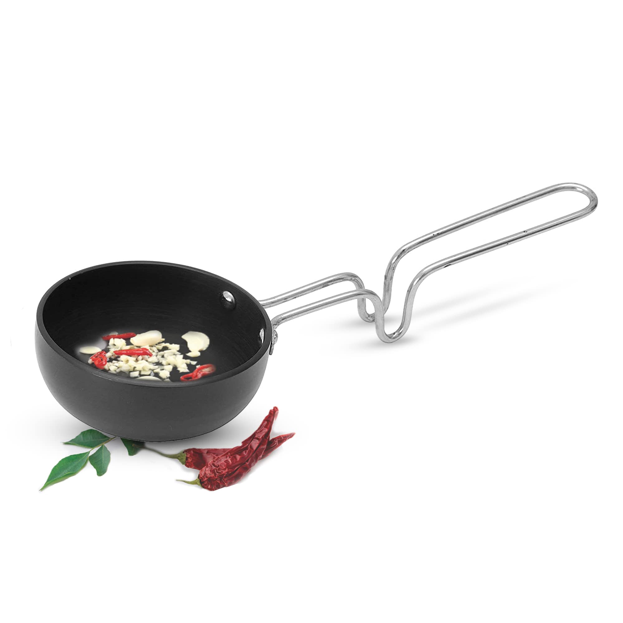 Milton Pro-Cook Tadka Pan 12 cm (370 ml) – Anodised Stainless Steel Tempering Pan, Induction & Gas Compatible, Ideal for Dal & Spices, Long Handle, Smooth Finish