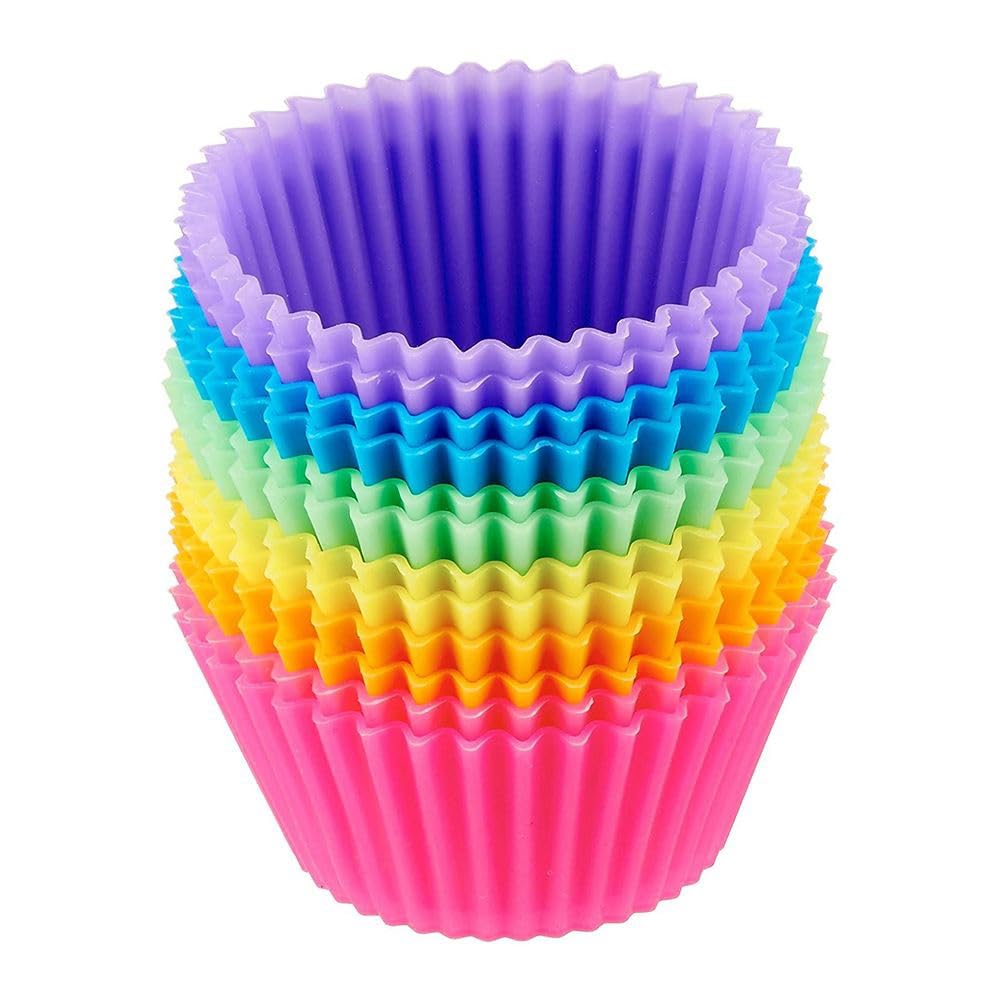 6/12pcs/Set Silicone Cake Mold Round Shaped Muffin Cupcake Baking Molds Kitchen Cooking Bakeware Maker DIY Cake Decorating Tools (6pcs Mixed Color)