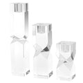 Crystal Candle Holders Set of 3, Clear Taper Candle Holder Decor, Table Centerpieces for Home Party and Wedding Decoration(3.9''/5.9''/7.9'' Height)
