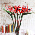 32.5 Inch Large Elegant Bird of Paradise Artificial Flower for Home Office 3 Pcs (Red)