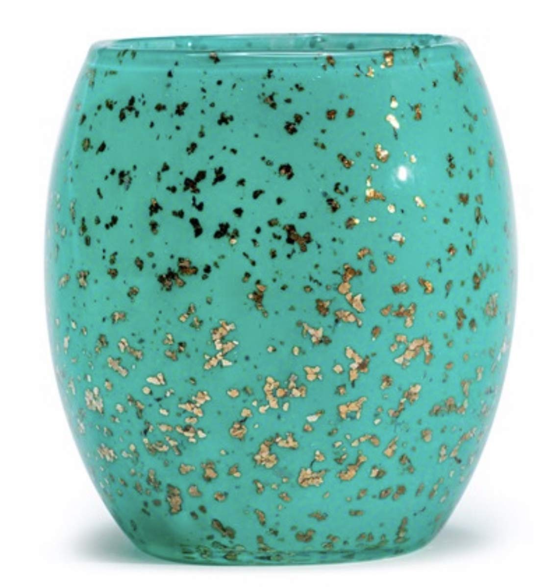 4" Art Glass Glisten + Glass Votive Candle Holder (Mint Gold)